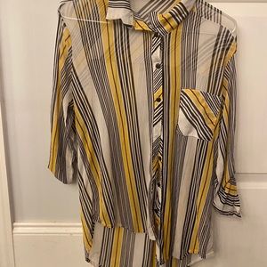 striped see through collard shirt